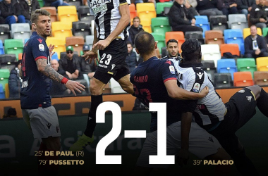 Serie A - Tre punti d'oro per l'Udinese, Bologna pericolante (2-1)