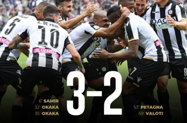 Serie A - Ancora Okaka show, l'Udinese batte anche la SPAL (3-2)
