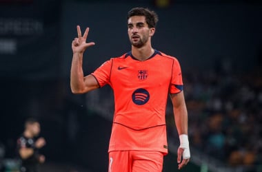 Ferrán Torres celebrando el hat-trick con el FC Barcelona | Fuente: FC Barcelona