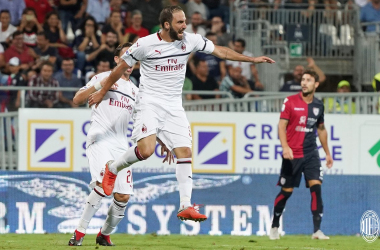 Higuain risponde a Joao Pedro: tra Cagliari e Milan finisce 1-1