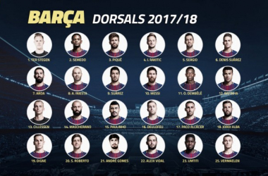 Dorsales definitivos para el FC Barcelona 2017/2018