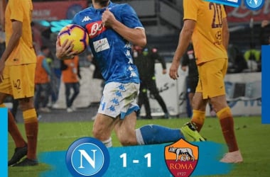 Serie A - Tra Napoli&nbsp; e Roma finisce 1-1: Mertens risponde ad El Shaarawy