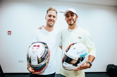 Formula 1 - Hamilton e Vettel si scambiano i rispettivi caschi&nbsp;