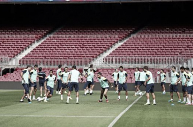 Última sesión en el Camp Nou antes de enfrentarse al Sevilla