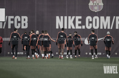 Primer entrenamiento para preparar el partido ante el Atlético