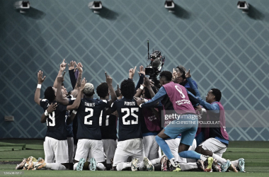 Los jugadores ecuatorianos celebrando su tanto ante Países Bajos. Fuente: Getty Images.