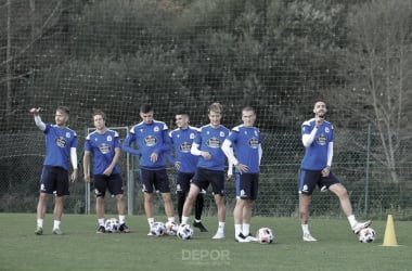 Último entrenamiento antes del partido frente al Coruxo