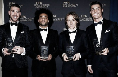 Marcelo, Sergio Ramos, Modric y Cristiano, en el Once Mundial de FIFPro 2015