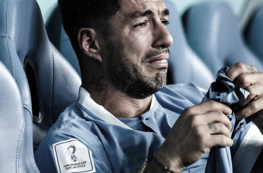 La cara de Luis Suárez tras caer eliminado / Fuente: Uruguay