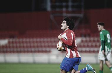 Javier Currás celebrando un gol con el Juvenil A del Atlético de Madrid en esta temporada. Foto: Perfil de Twitter Oficial Javier Currás
