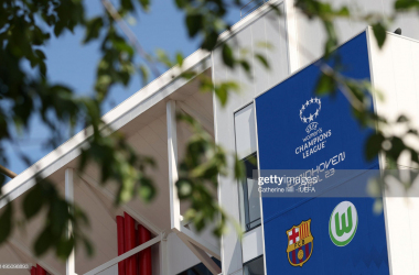 General view outside the stadium ahead of Saturday's UEFA Women's Champions League final match between FC Barcelona and VfL Wolfsburg at PSV Stadion on June 01, 2023 in Eindhoven, Netherlands. (Photo by Catherine Ivill - UEFA/UEFA via Getty Images)
