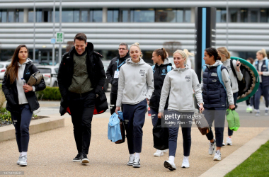 Gareth Taylor arrives at the stadium with the team prior to the FA Women's Super League match between Manchester City and Tottenham Hotspur. (Photo by Ashley Allen - The FA/The FA via Getty Images)
