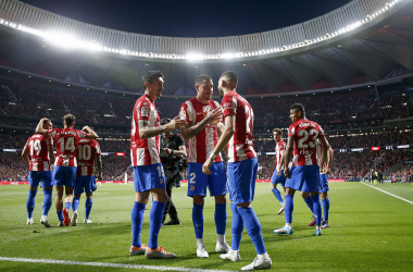 Los jugadores del&nbsp; Atlético de Madrid celebrando un gol esta temporada. Foto: Página Oficial Club Atlético de Madrid