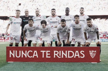 El once titular de hoy del Sevilla FC. Fuente: @SevillaFC