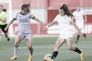 Lance del encuentro entre el Sevilla Femenino y el Real Madrid Femenino. Foto: Sevilla FC