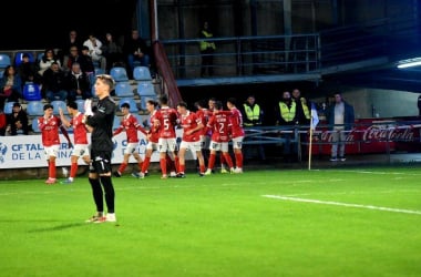 Celebración del gol de Unionistas. Fuente: Unionistas CF