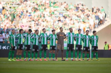 La plantilla verdiblanca en el encuentro liguero| Fuente: X