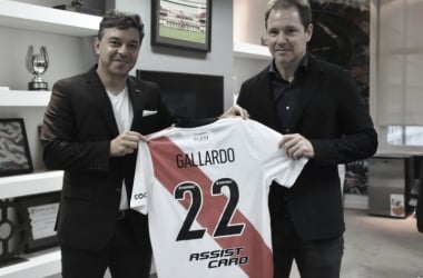 EL MEJOR REGALO. Gallardo(izquierda) seguirá al mando de River en el próximo 2022 y se terminó una de las novelas de estos meses. Foto: Prensa River Plate