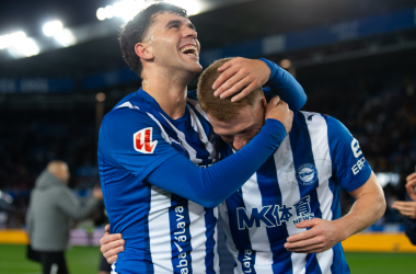 Celebración jugadores del Alavés tras ganar el derbi | @Alaves