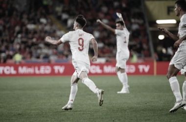 Gavi celebrando su gol / Foto: @SeFutbol
