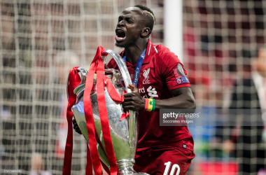 Sadio Mane celebrates winning the Champions League back in 2019.