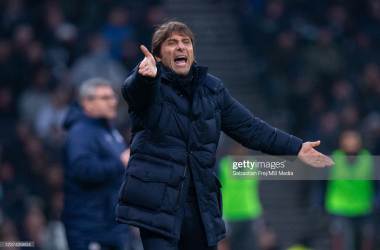 LONDON, ENGLAND - DECEMBER 26: manager Antonio Conte of Tottenham Hotspur during the Premier League match between Tottenham Hotspur and Crystal Palace at Tottenham Hotspur Stadium on December 26, 2021 in London, England. (Photo by Sebastian Frej/MB Media/Getty Images)