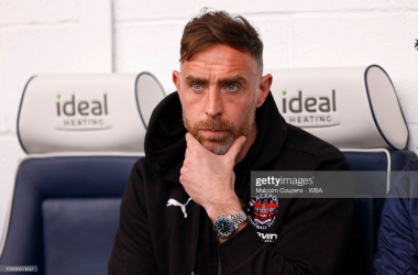<div>WEST BROMWICH, ENGLAND - APRIL 15: Richard Keogh of Blackpool looks on during the Sky Bet Championship match between West Bromwich Albion and Blackpool at The Hawthorns on April 15, 2022 in West Bromwich, England. (Photo by Malcolm Couzens - WBA/West Bromwich Albion FC via Getty Images)</div>