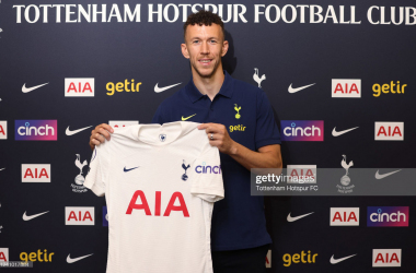 ENFIELD, ENGLAND - MAY 31: New signing Ivan Perisic poses with the Tottenham Hotspur shirt on May 31, 2022 in Enfield, England. (Photo by Tottenham Hotspur FC/Tottenham Hotspur FC via Getty Images)