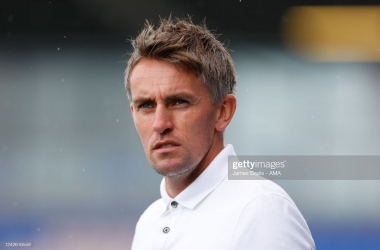 <div>SHREWSBURY, ENGLAND - AUGUST 20: Kieran McKenna the head coach / manager of Ipswich Town during the Sky Bet League One between Shrewsbury Town and Ipswich Town at Montgomery Waters Meadow on August 20, 2022 in Shrewsbury, United Kingdom. (Photo by James Baylis - AMA/Getty Images)</div>