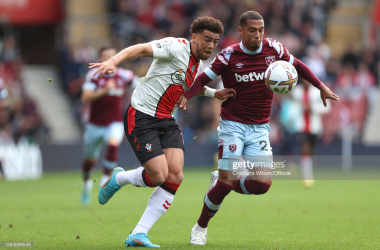 <span style="color: rgb(8, 8, 8); font-family: Lato, sans-serif; font-size: 14px; font-style: normal; text-align: start; background-color: rgb(255, 255, 255);">Che Adams of Southampton and Thilo Kehrer of West Ham during the Premier League match between Southampton FC and West Ham United at Friends Provident St. Mary's Stadium on October 16, 2022 in Southampton, United Kingdom. (Photo by Charlotte Wilson/Offside/Offside via Getty Images)</span>