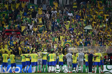 <span style="color: rgb(8, 8, 8); font-family: Lato, sans-serif; font-size: 14px; font-style: normal; text-align: start; background-color: rgb(255, 255, 255);">Players of Brazil celebrate with the crowd after defeating Serbia 2-0 in the Qatar 2022 World Cup Group G football match between Brazil and Serbia at the Lusail Stadium in Lusail, north of Doha on November 24, 2022. (Photo by Anne-Christine POUJOULAT / AFP) (Photo by ANNE-CHRISTINE POUJOULAT/AFP via Getty Images)</span>