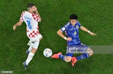 <span style="color: rgb(8, 8, 8); font-family: Lato, sans-serif; font-size: 14px; font-style: normal; text-align: start; background-color: rgb(255, 255, 255);">Croatia's midfielder #08 Mateo Kovacic fights for the ball with Japan's midfielder #06 Wataru Endo during the Qatar 2022 World Cup round of 16 football match between Japan and Croatia at the Al-Janoub Stadium in Al-Wakrah, south of Doha on December 5, 2022.</span>