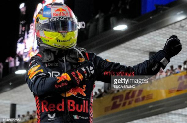 Sergio Perez celebrating his 5th Formula 1 victory&nbsp;<span style="color: rgb(8, 8, 8); font-family: Lato, sans-serif; font-size: 14px; font-style: normal; text-align: start; background-color: rgb(255, 255, 255);">(Photo by Luca Bruno / POOL / AFP) (Photo by LUCA BRUNO/POOL/AFP via Getty Images)</span>