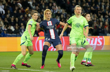 Wolfsburg lead 1-0 on aggregate from the first leg in France (Photo by Tnani Bareddine/DeFodi Images via Getty Images)
