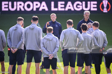 Union's head coach Karel Geraerts pictured during a training session of Belgian soccer team Royale Union Saint-Gilloise, Wednesday 19 April 2023 in Anderlecht stadium. (Photo by LAURIE DIEFFEMBACQ / BELGA MAG / Belga via AFP)&nbsp;