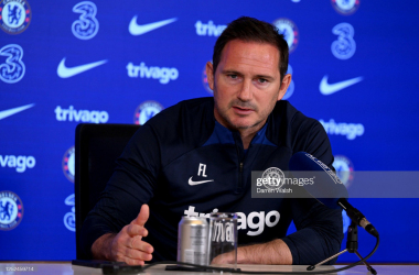 Frank Lampard during his pre-match press conference (Photo by Darren Walsh/Chelsea FC via Getty Images)
