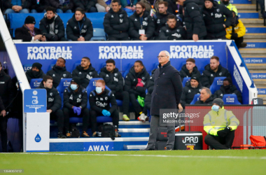 Claudio Ranieri looks on as defensive errors cost his Watford side at Leicester City today