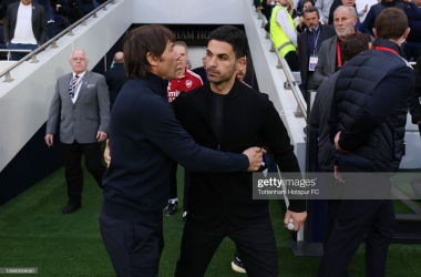Antonio Conte and Mikel Arteta together (Photo by Tottenham Hotspur FC/Tottenham Hotspur FC via Getty Images)