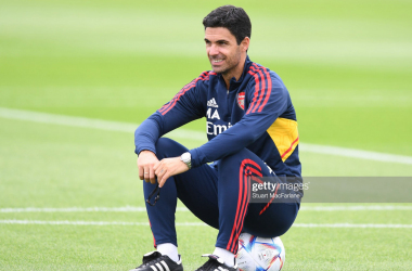 Mikel Arteta watches on as his Arsenal side enter the final stages of their preseason tour (Photo by Stuart MacFarlane/Arsenal FC via Getty Images)&nbsp;