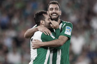 Juanmi y Borja Iglesias celebrando un gol. Foto: Getty Images