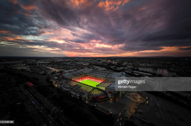 An aerial view of Old Trafford stadium after the Premier League match between Manchester United and Arsenal FC at Old Trafford on September 04, 2022. (Photo by Michael Regan/Getty Images)