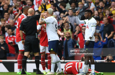 Tottenham right back Emerson Royal received a red card in this fixture last season when Arsenal beat Tottenham 3-1/ Gettyimages