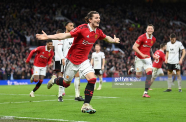 Marcel Sabitzer celebrates his first Manchester United goal&nbsp;<span style="color: rgb(8, 8, 8); font-family: Lato, sans-serif; font-size: 14px; font-style: normal; text-align: start; background-color: rgb(255, 255, 255);">(Photo by Michael Regan/Getty Images)</span>