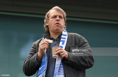 Chelsea owner Todd Boehly looks on during Chelsea Women vs Barcelona Women during the Champions League semi-final first leg (Photo by Alex Broadway/Getty Images)
