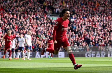 Curtis Jones celebrating the opener vs Tottenham Hotspur&nbsp;<span style="color: rgb(8, 8, 8); font-family: Lato, sans-serif; font-size: 14px; font-style: normal; text-align: start; background-color: rgb(255, 255, 255);">(Photo by Andrew Powell/Liverpool FC via Getty Images)</span>