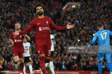Salah celebrates scoring the only goal of Liverpool's clash with Fulham (Image by John Powell/Getty Images)