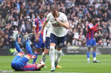 Harry Kane celebrates his goal against Crystal Palace&nbsp;<span style="color: rgb(8, 8, 8); font-family: Lato, sans-serif; font-size: 14px; font-style: normal; text-align: start; background-color: rgb(255, 255, 255);">(Photo by Warren Little/Getty Images)</span>