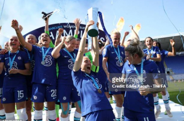 Chelsea recorded a fourth consecutive WSL title last season.&nbsp;(Photo by Eddie Keogh - The FA/The FA via Getty Images)