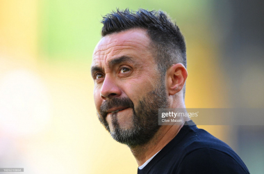 Roberto De Zerbi said there is a "very good atmosphere" around Brighton ahead of their weekend clash (Photo by Clive Mason/Getty Images)