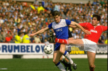 Everton vs Forest 1986; a game Everton won 2-0 (photo credit Simon Bruty - Getty images)